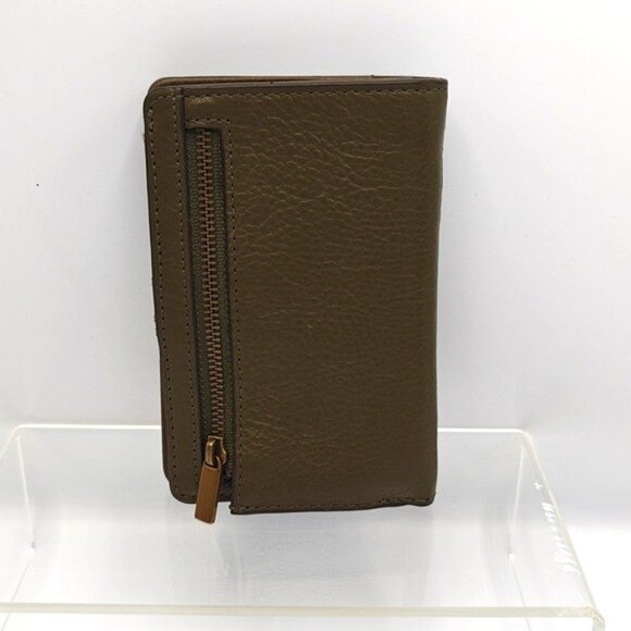 Fossil Bifold Wallet Khaki Green Pebble Leather & Suede - Picture 3 of 7